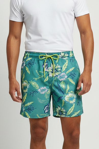 Short de baño Vineyard Vines 🐳 con diseño de floral en color verde y azul talla M
