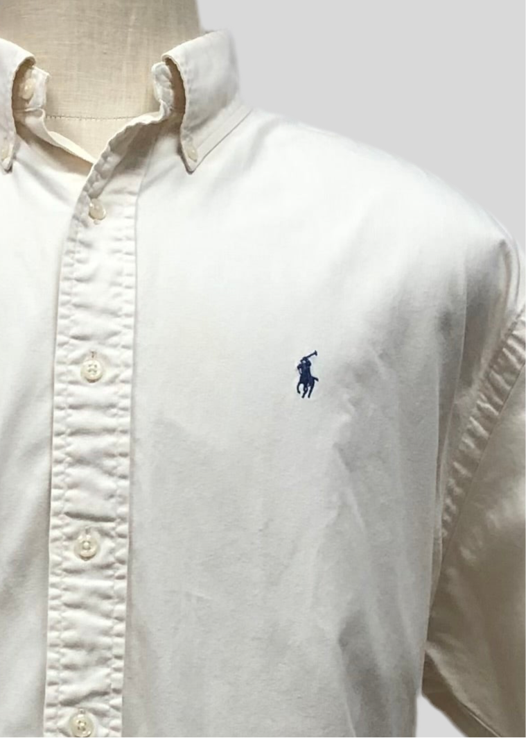 Camisa de botones Polo Ralph Lauren 🏇🏼 Oxford en color crema Talla XL Entalle Regular