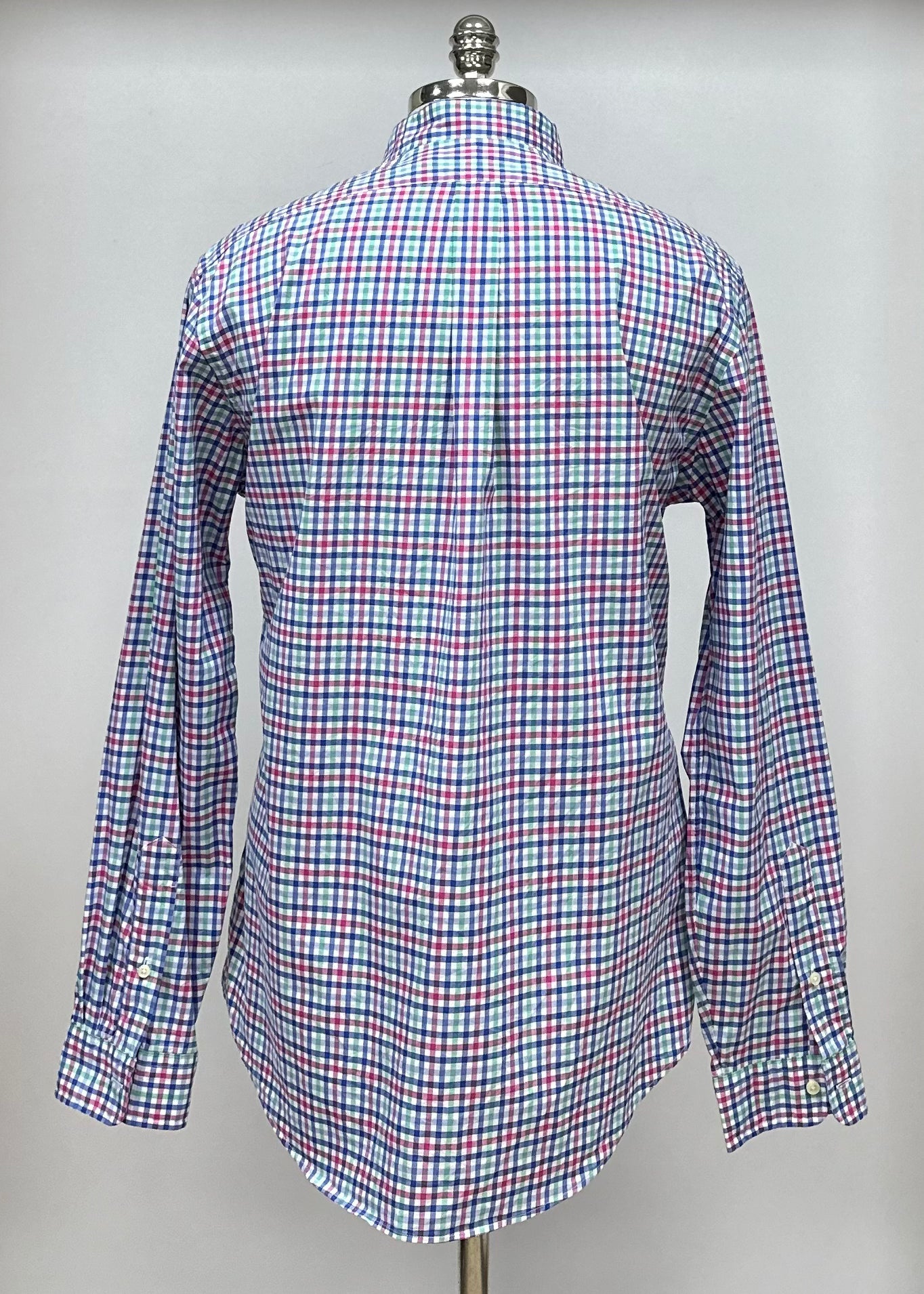 Camisa Polo Ralph Lauren 🏇🏼 color blanco con patron de cuadros en rosado, verde y azul Talla M Entalle Slim Fit