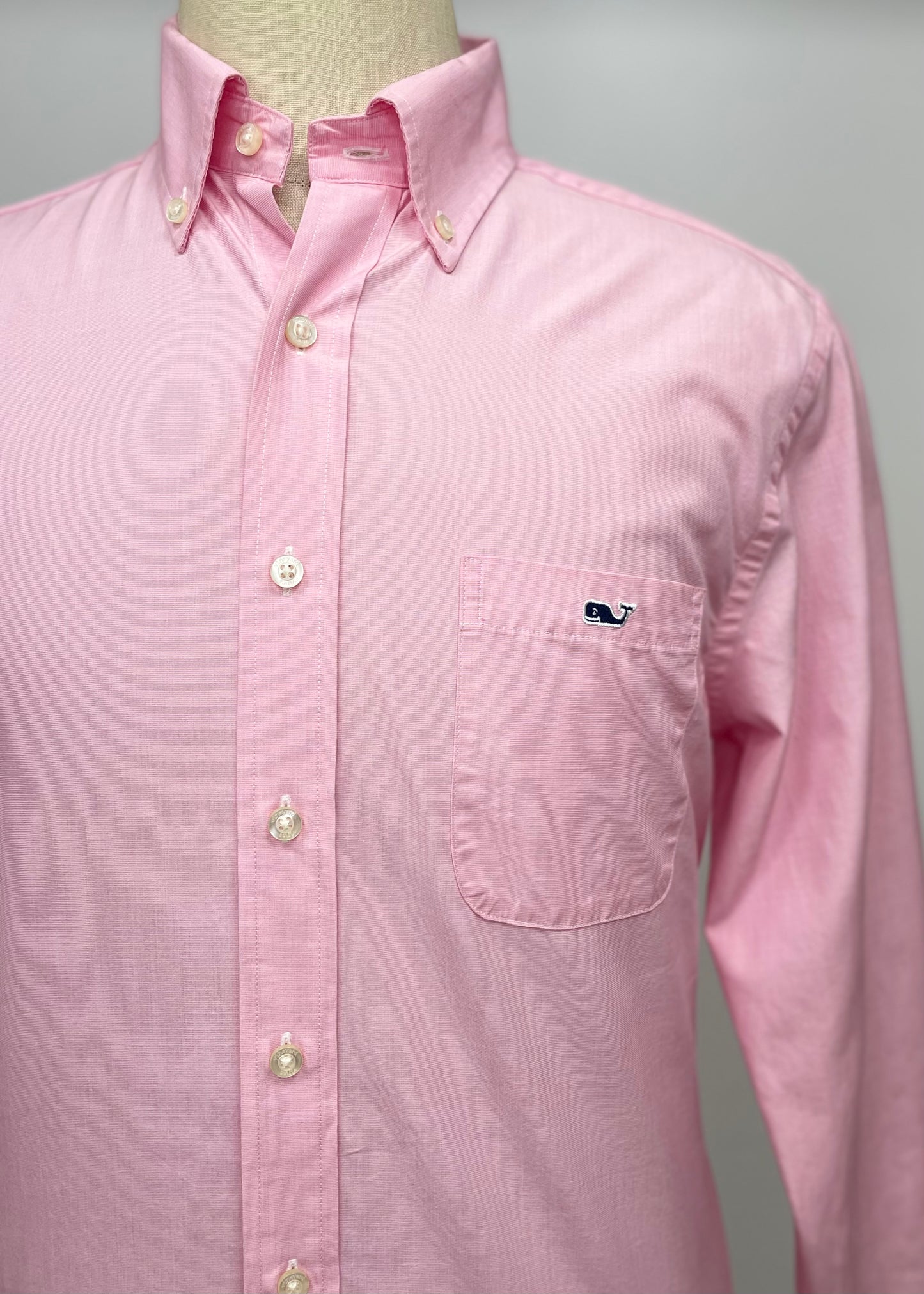 Camisa de cuadros Vineyard Vines 🐳 de ayas finas en color rosado y blanco Talla M Entalle Slim Fit