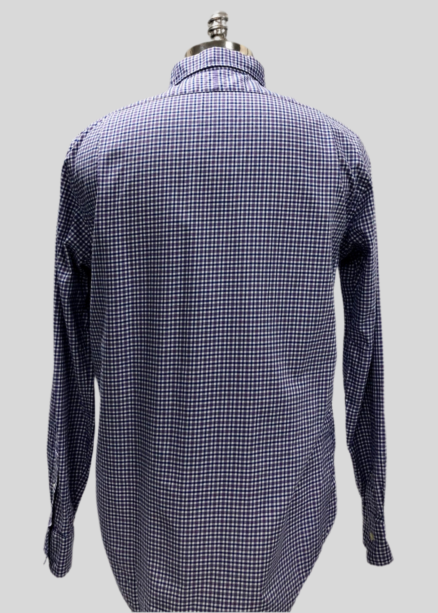 Camisa de botones Polo Ralph Lauren 🏇🏼 color blanco con cuadros morado y azul Talla M Entalle Regular