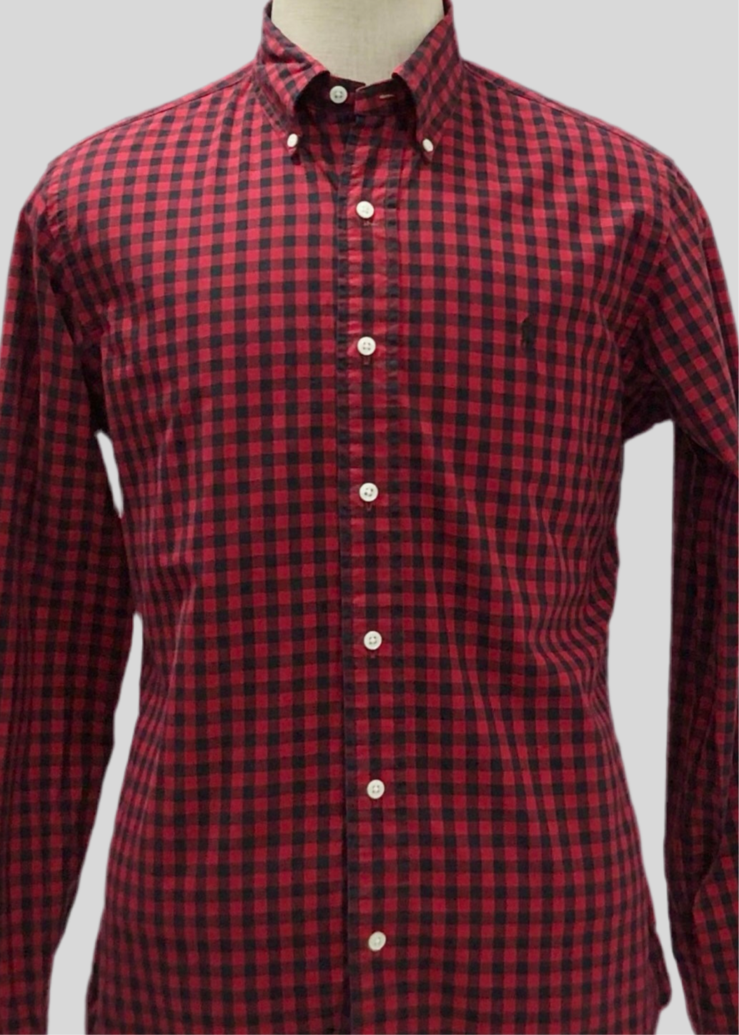 Camisa Polo Ralph Lauren 🏇🏼 con patron de cuadros gingham rojo y negro Talla M Entalle Custom Fit