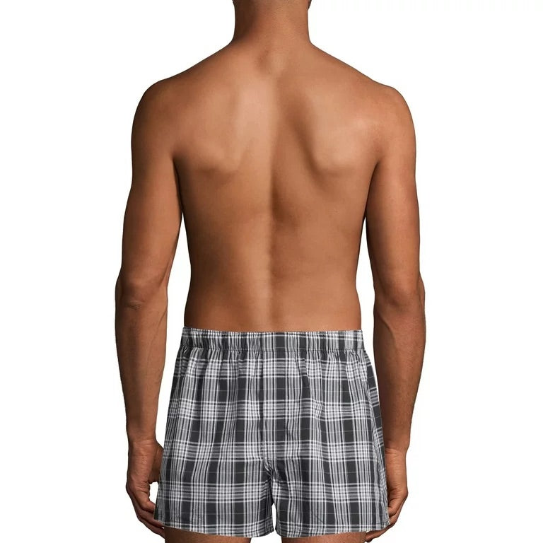 Paquete de 3 Boxer tejidos Perry Ellis Tela algodón con patrón de cuadros en color negro, blanco y celeste Talla S