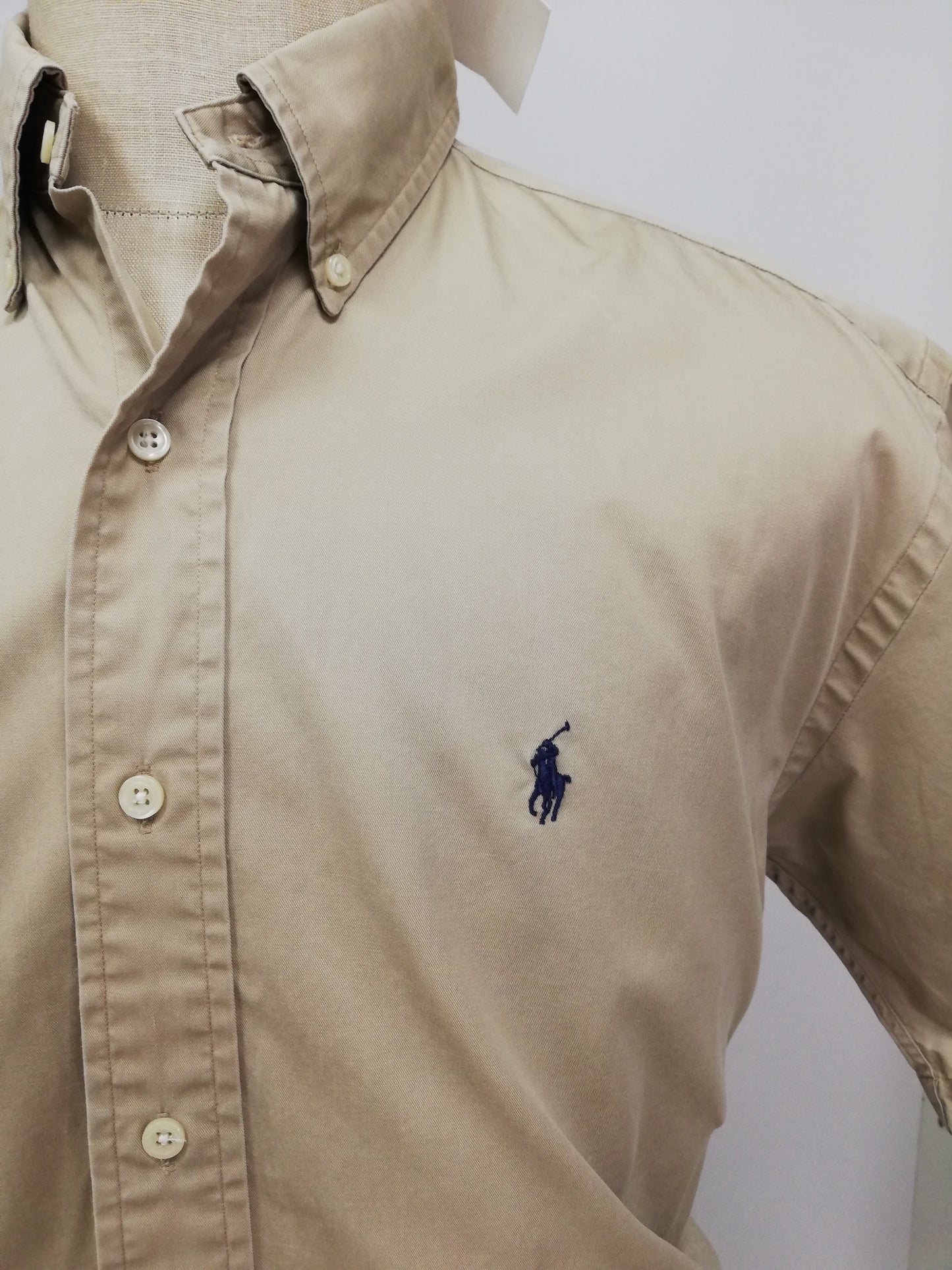 Camisa de botones Polo Ralph Lauren 🏇🏼 Color Kaki Talla L Entalle Regular(ver descripción)