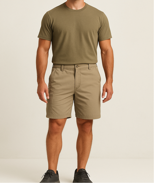 Short Híbrido Columbia 🔷 Tela performance color Kaki talla L (34)