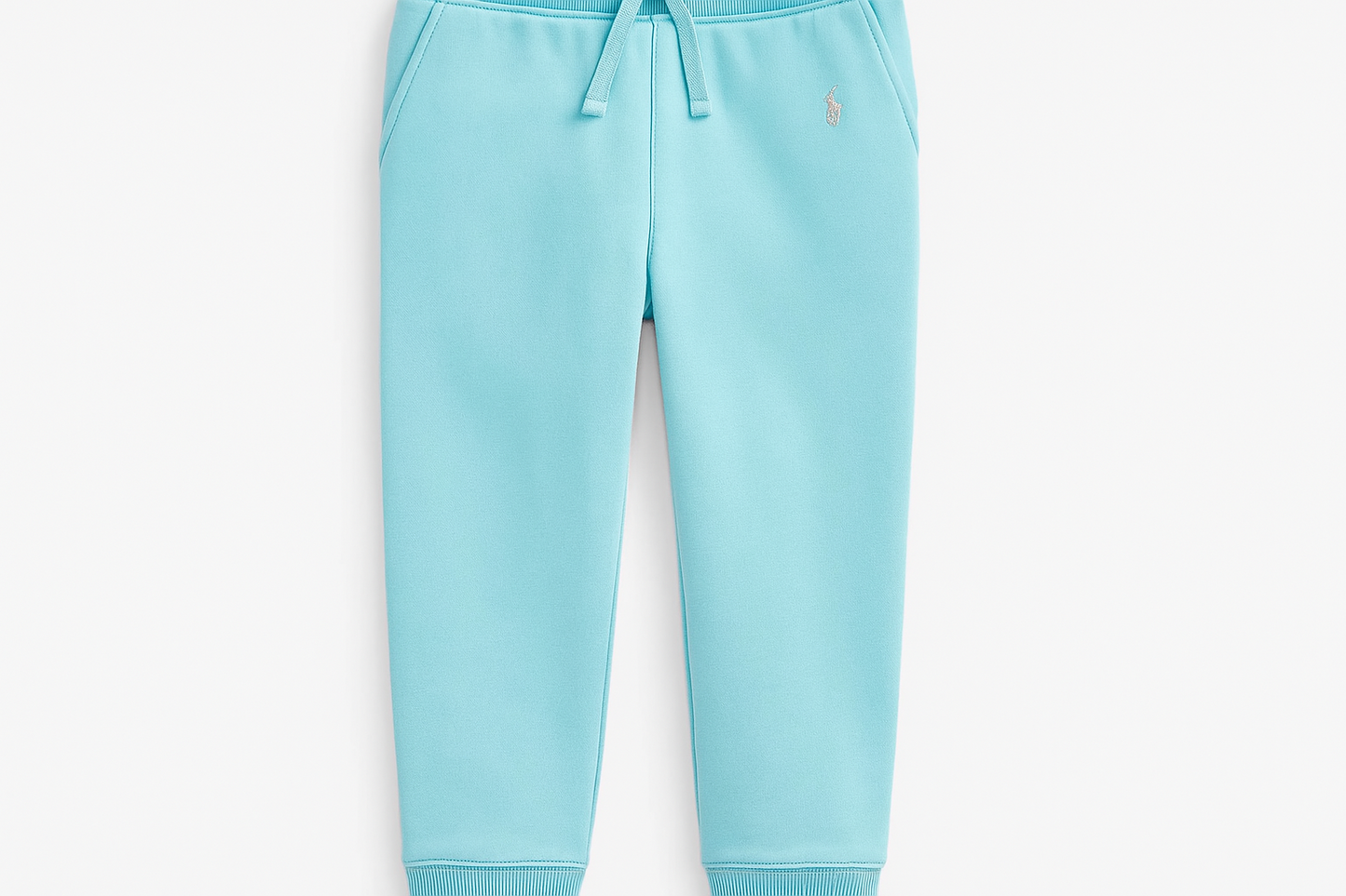 Pantalon Jogger de niña Polo Ralph Lauren 🏇 color turquesa con logo en plateado Talla 7