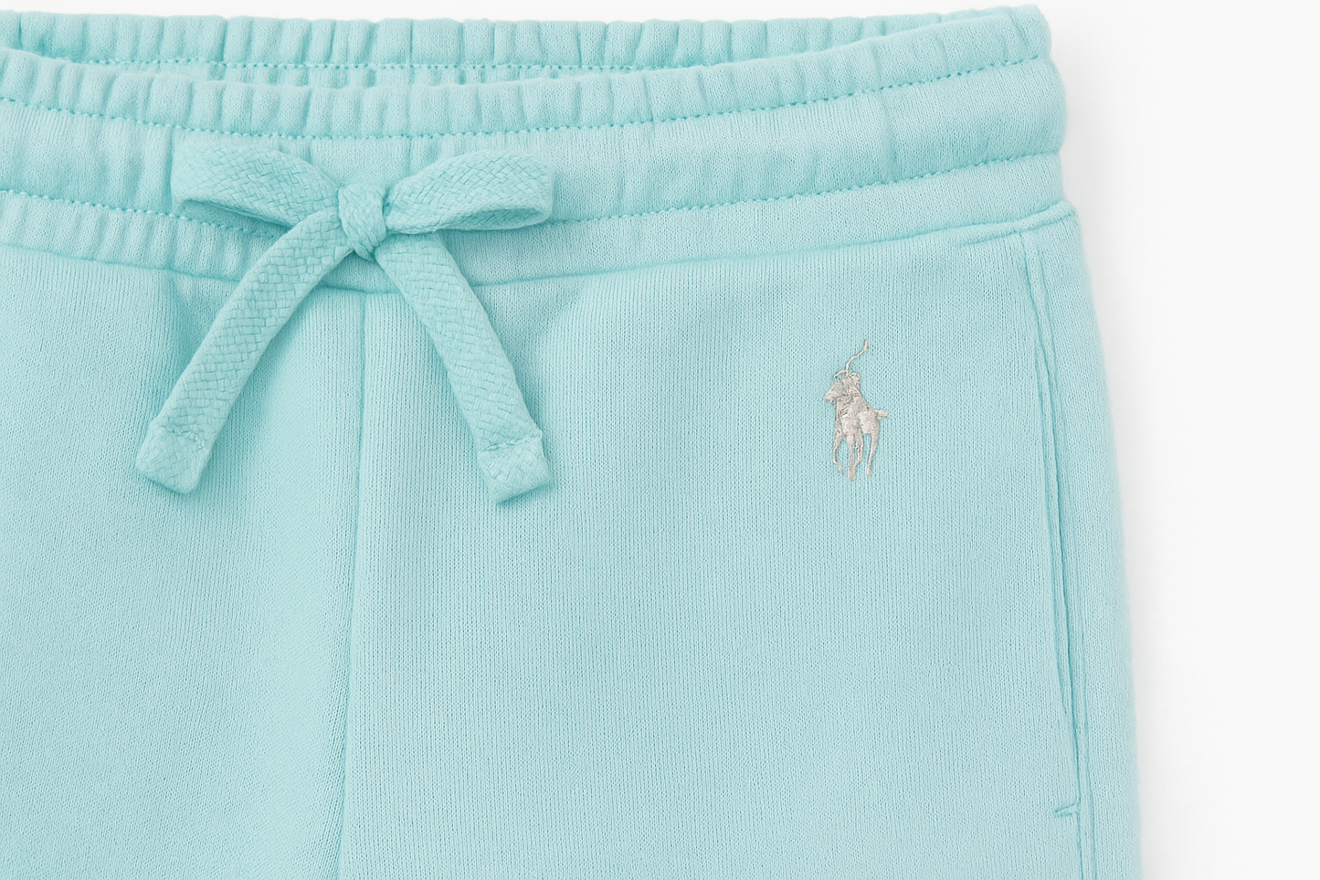 Pantalon Jogger de niña Polo Ralph Lauren 🏇 color turquesa con logo en plateado Talla 7