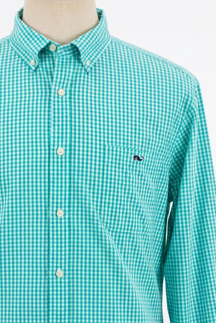 Camisa de cuadros Vineyard Vines 🐳 de cuadros gingham en color turquesa intenso y blanco Talla XL Entalle Slim Fit