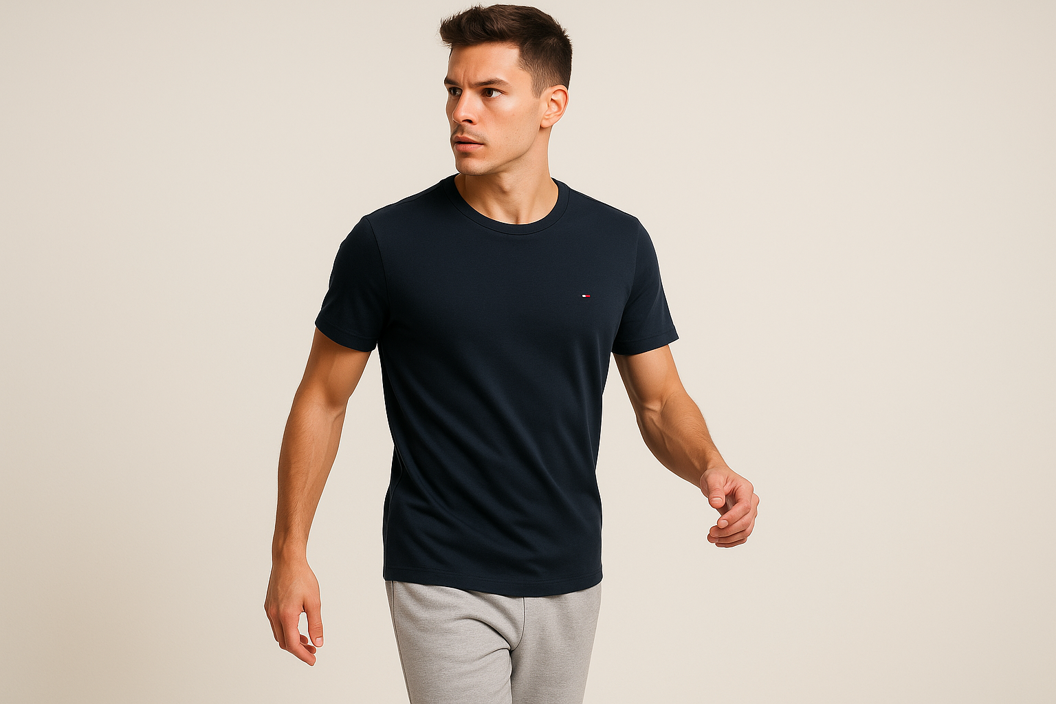 Athletic model size S wearing the shirt