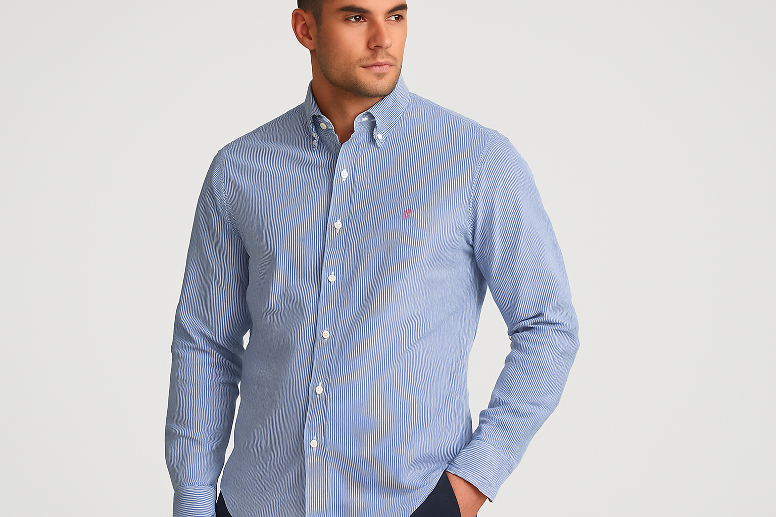 Athletic model - three-quarter view with pink logo