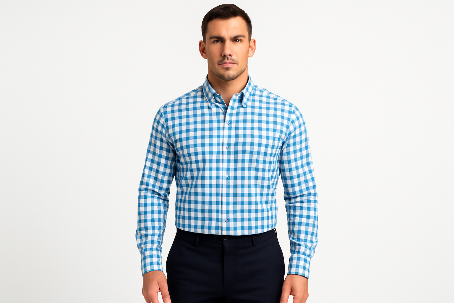 Athletic model wearing shirt with matching pattern