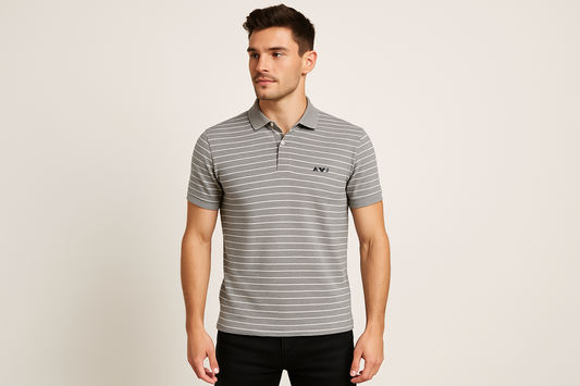 Athletic model wearing the polo