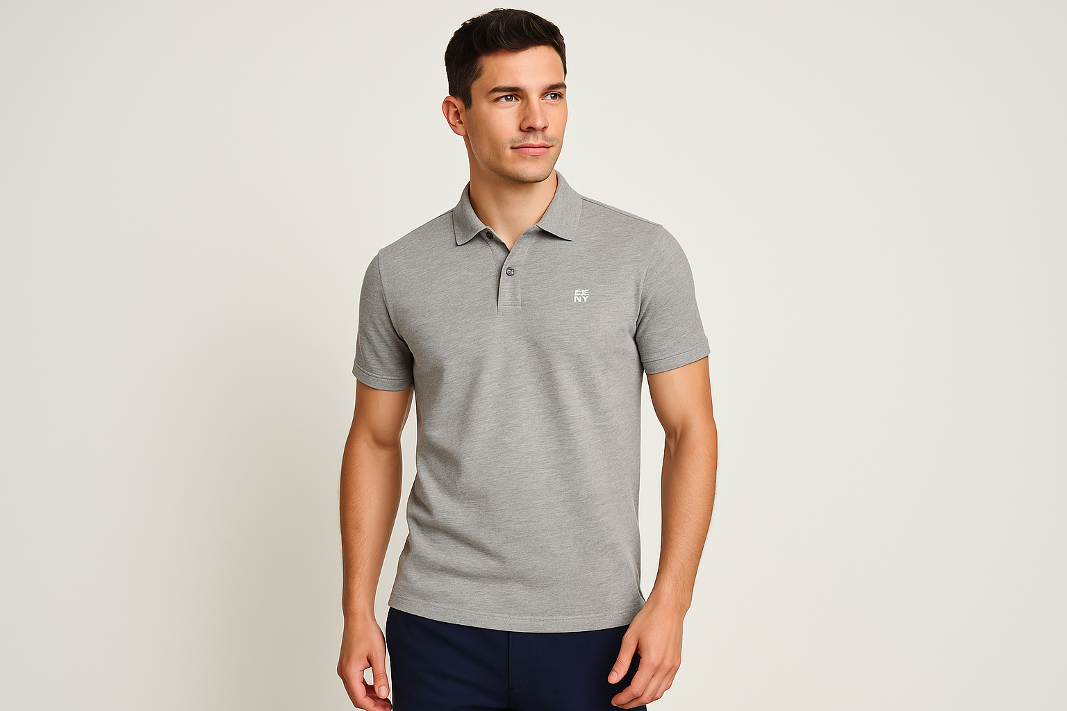 Athletic model wearing the polo