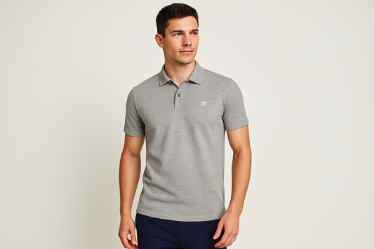 Athletic model wearing the polo