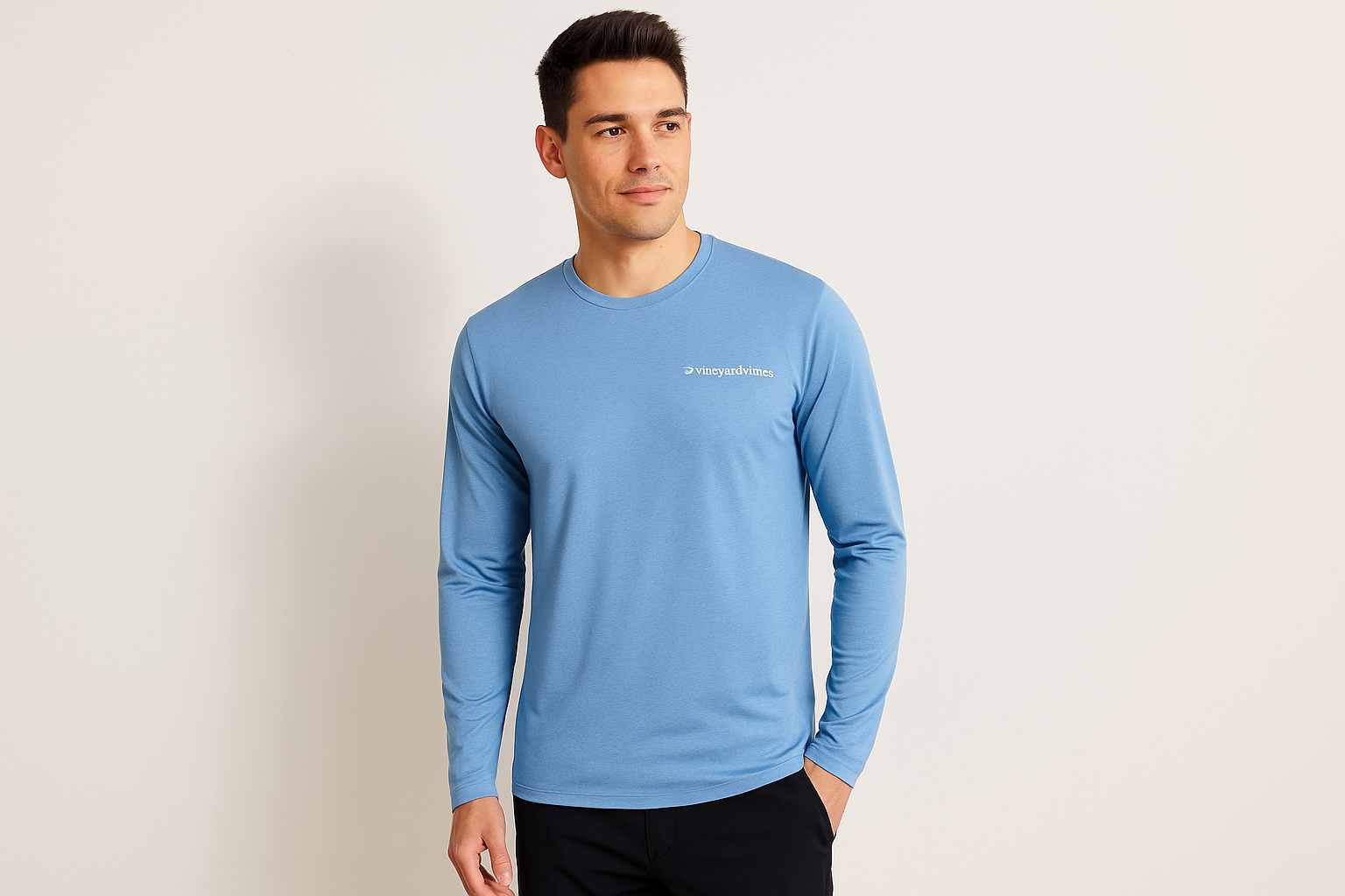 Athletic model wearing the shirt