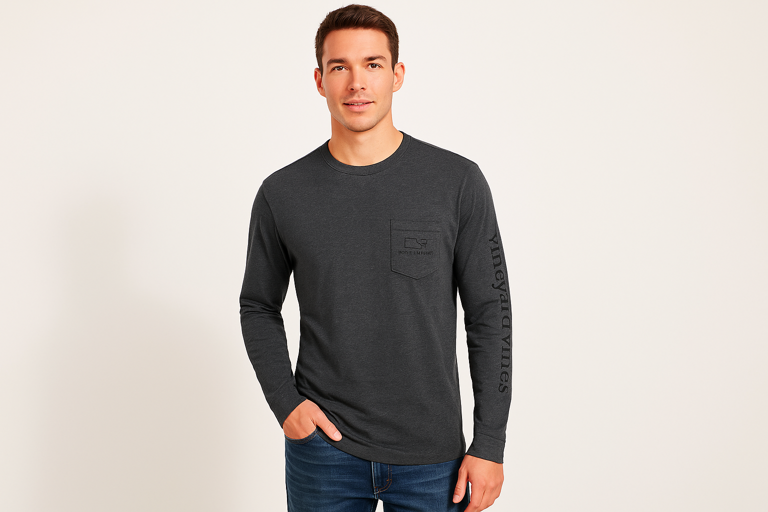 Athletic model wearing the shirt