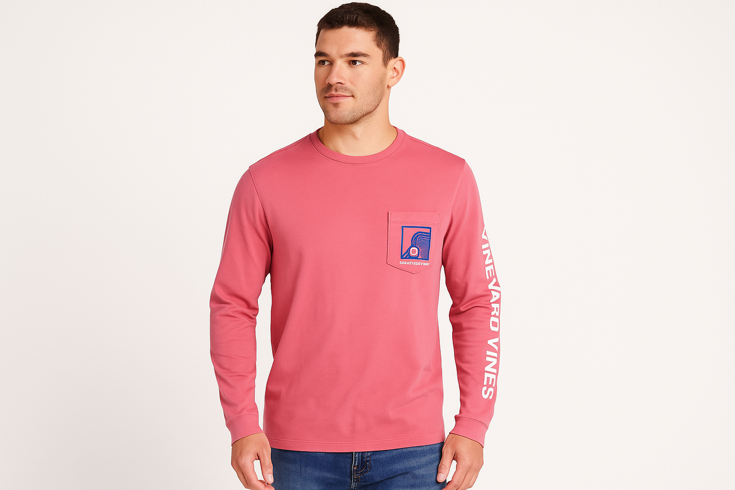Athletic model wearing the shirt