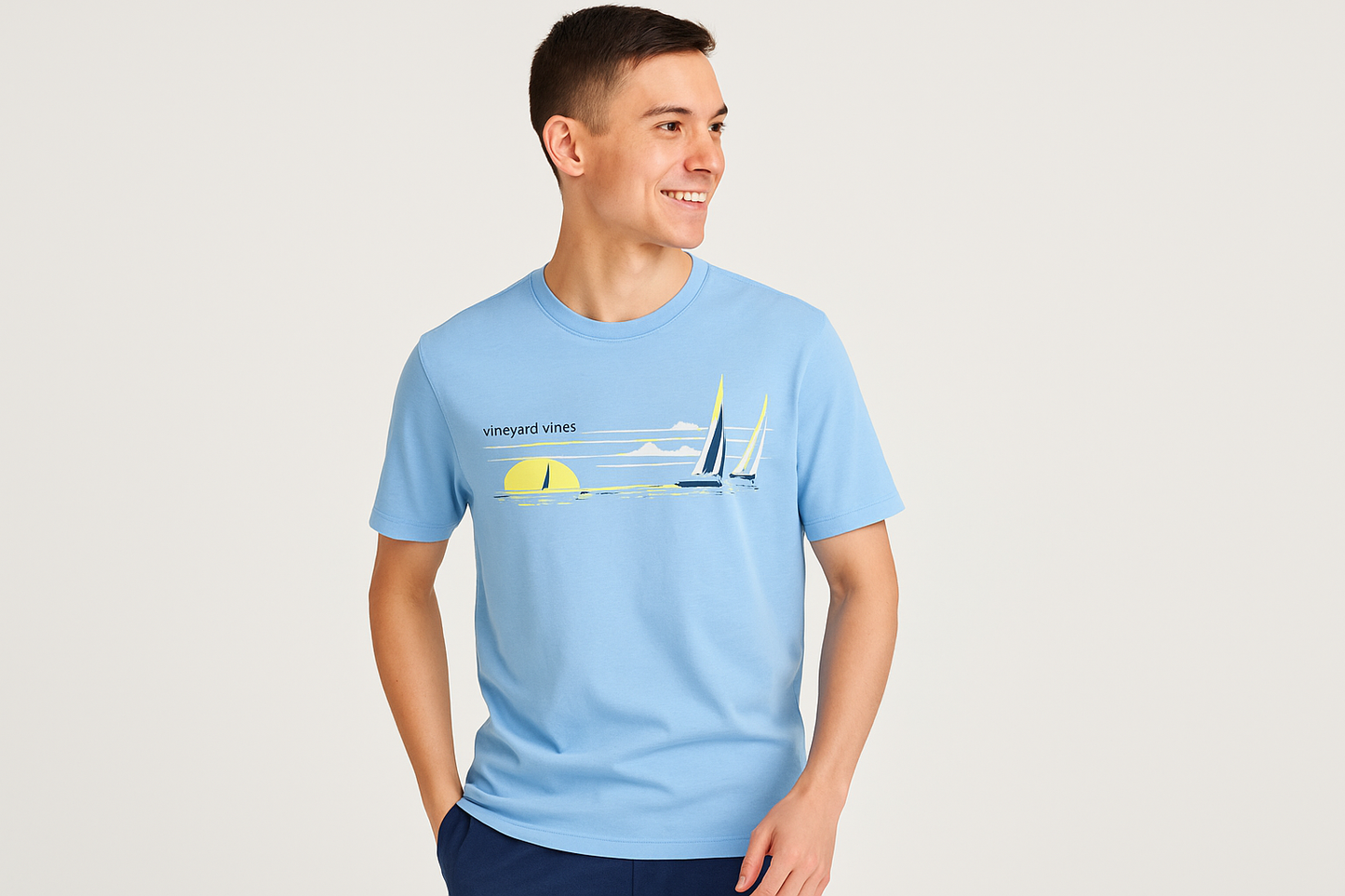 Athletic model wearing the shirt