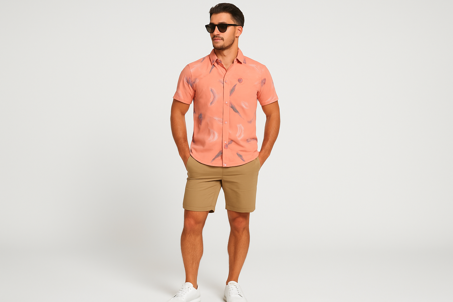 Athletic model with complete summer look