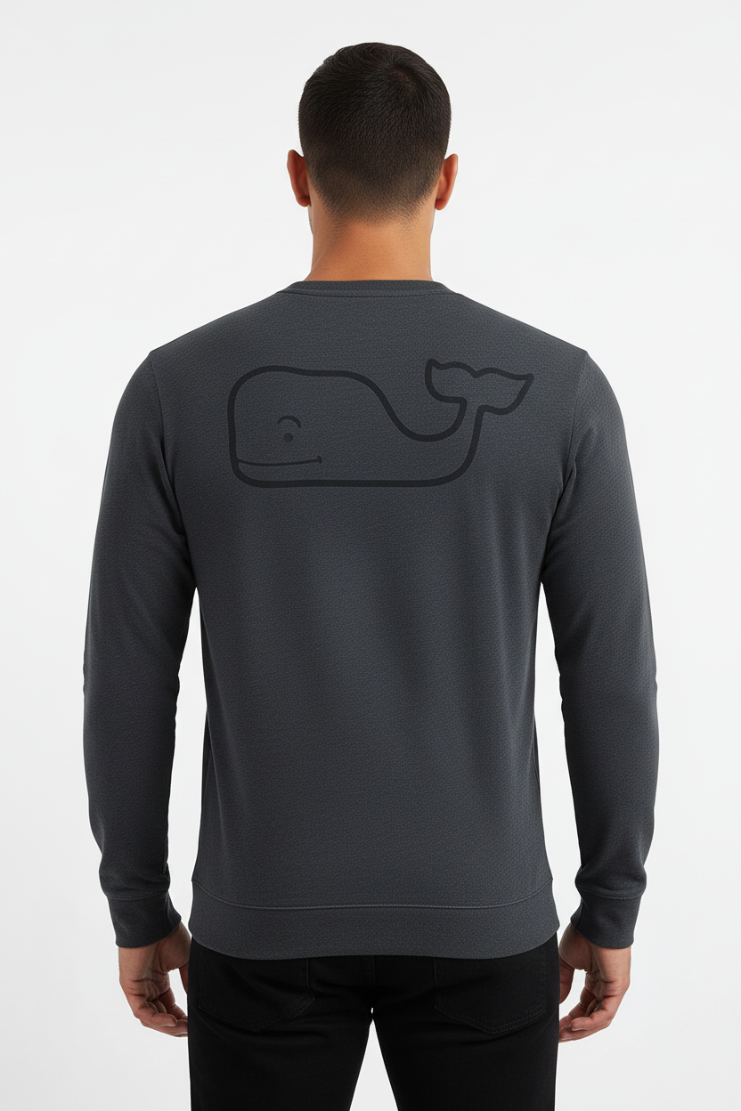 Camiseta cuello redondo Vineyard Vines 🐳 color gris oscuro con Diseño de ballena en bolsillo Talla Small