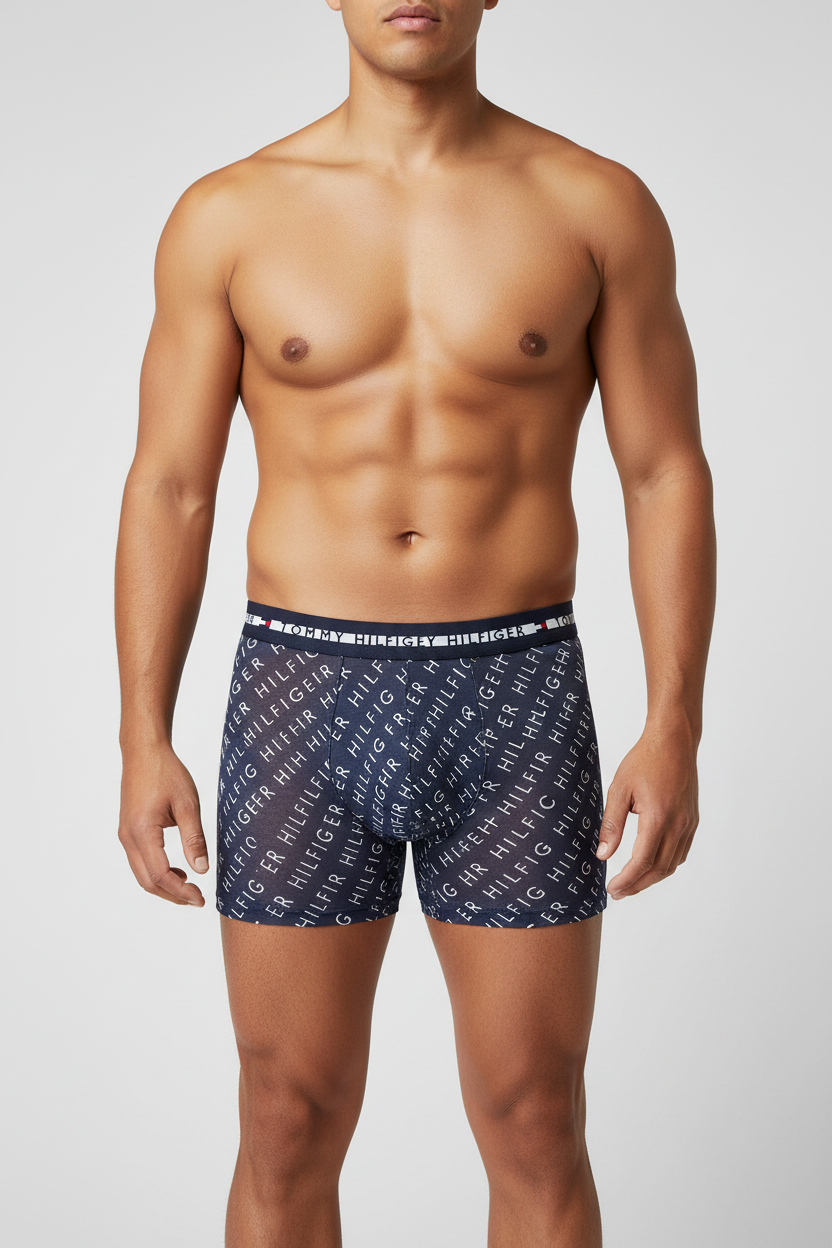 Boxer corto azul patrón Tommy Hilfiger - Semi-transparente