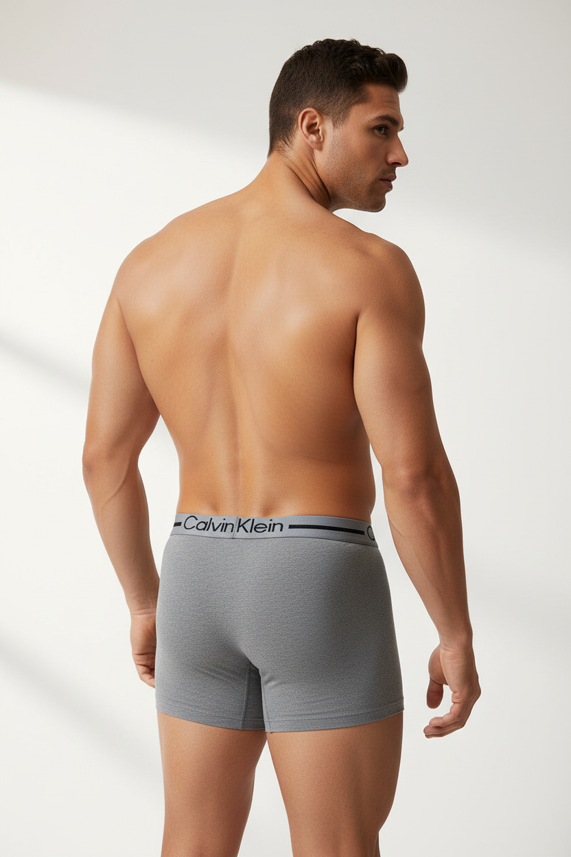 Boxer gris CK - Vista trasera confiada