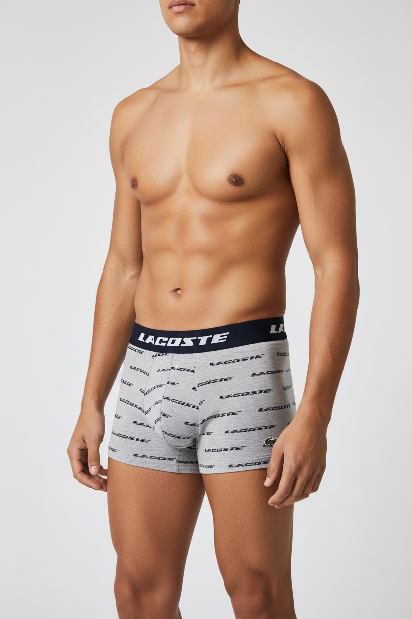 Boxer gris patrón Lacoste - Copa muy marcada