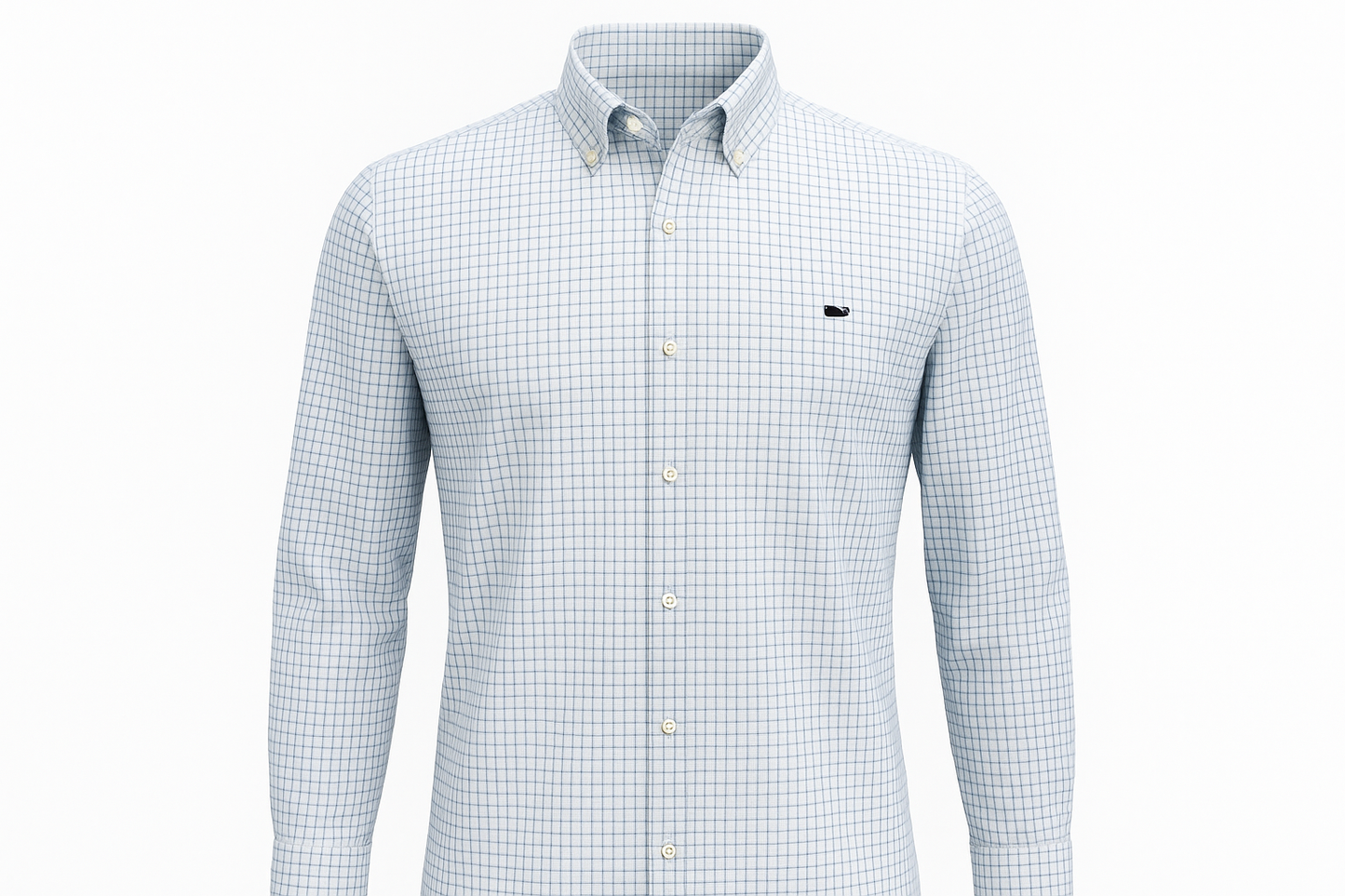 Camisa a cuadros azul claro y blanco ghost mannequin