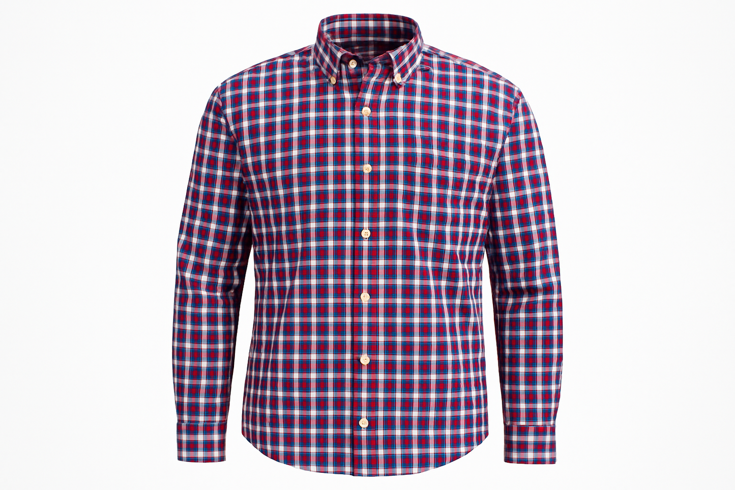 Camisa a cuadros azul, rojo y blanco tipo ghost mannequin