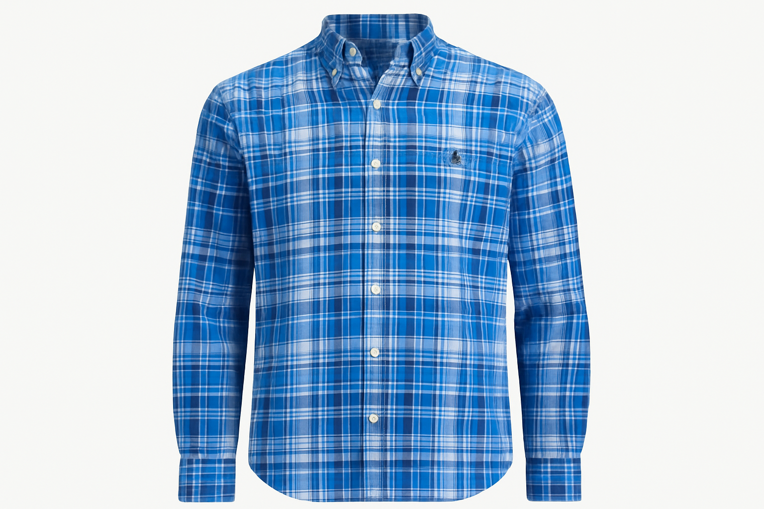 Camisa a cuadros azules tipo ghost mannequin