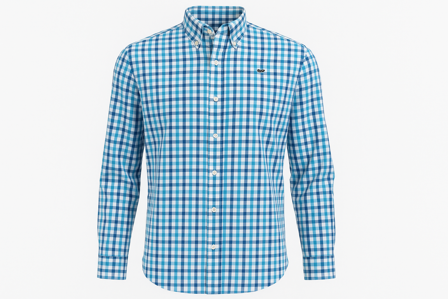 Camisa a cuadros azules y blancos ghost mannequin