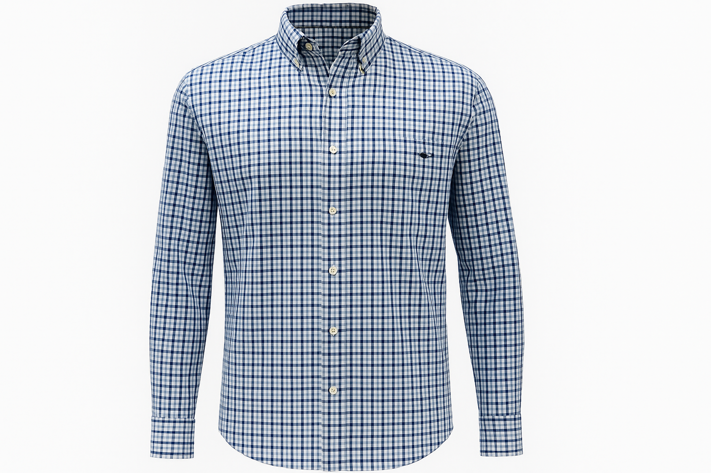 Camisa a cuadros azules y blancos ghost mannequin