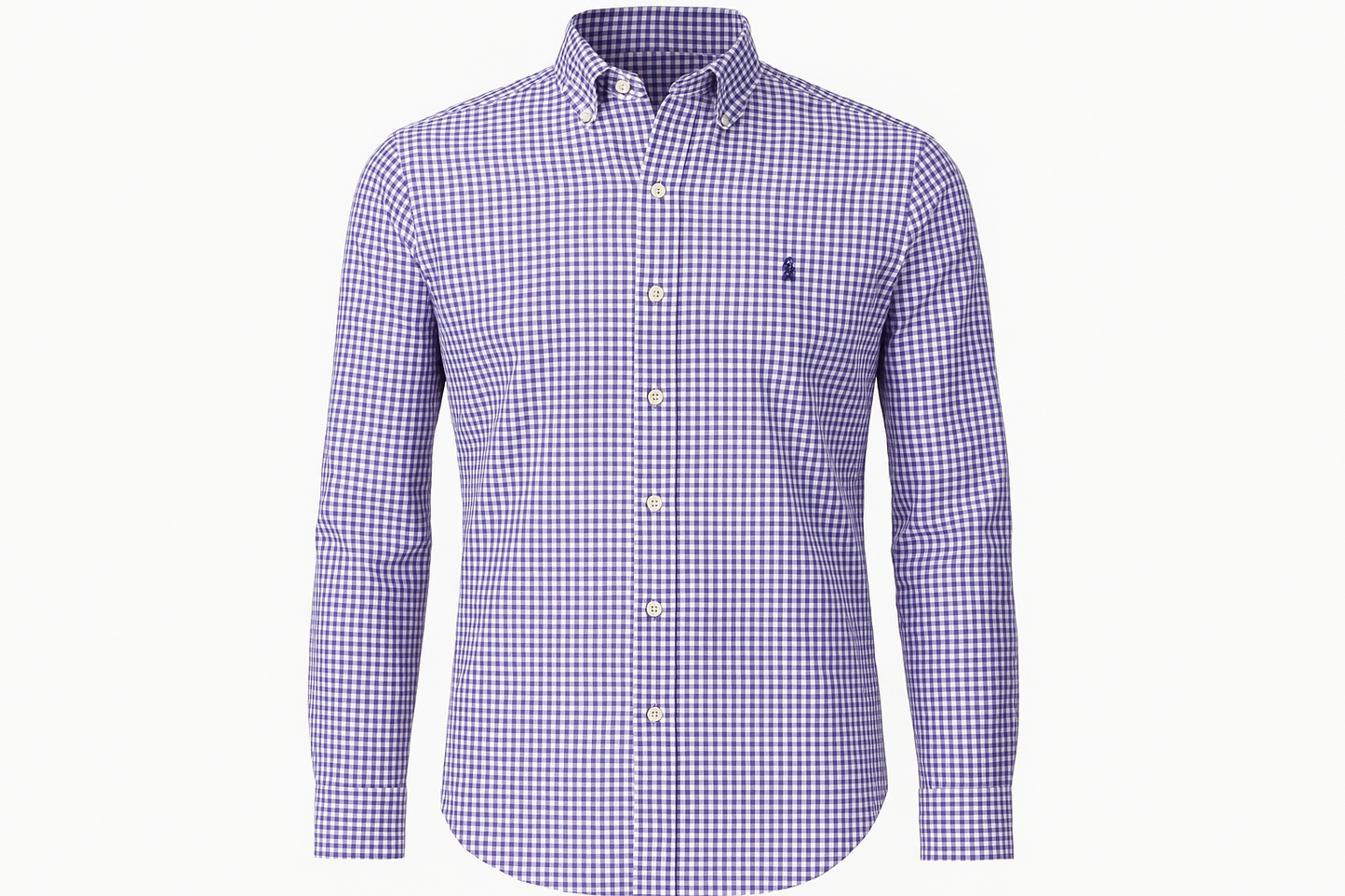 Camisa a cuadros morados ghost mannequin sin botones collar