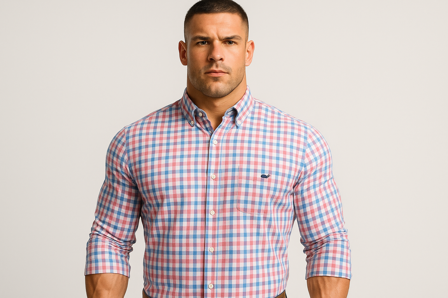 Camisa a cuadros multicolor con modelo atlético