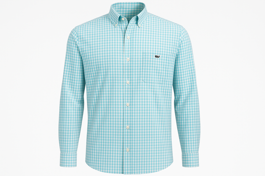 Camisa a cuadros turquesa ghost mannequin