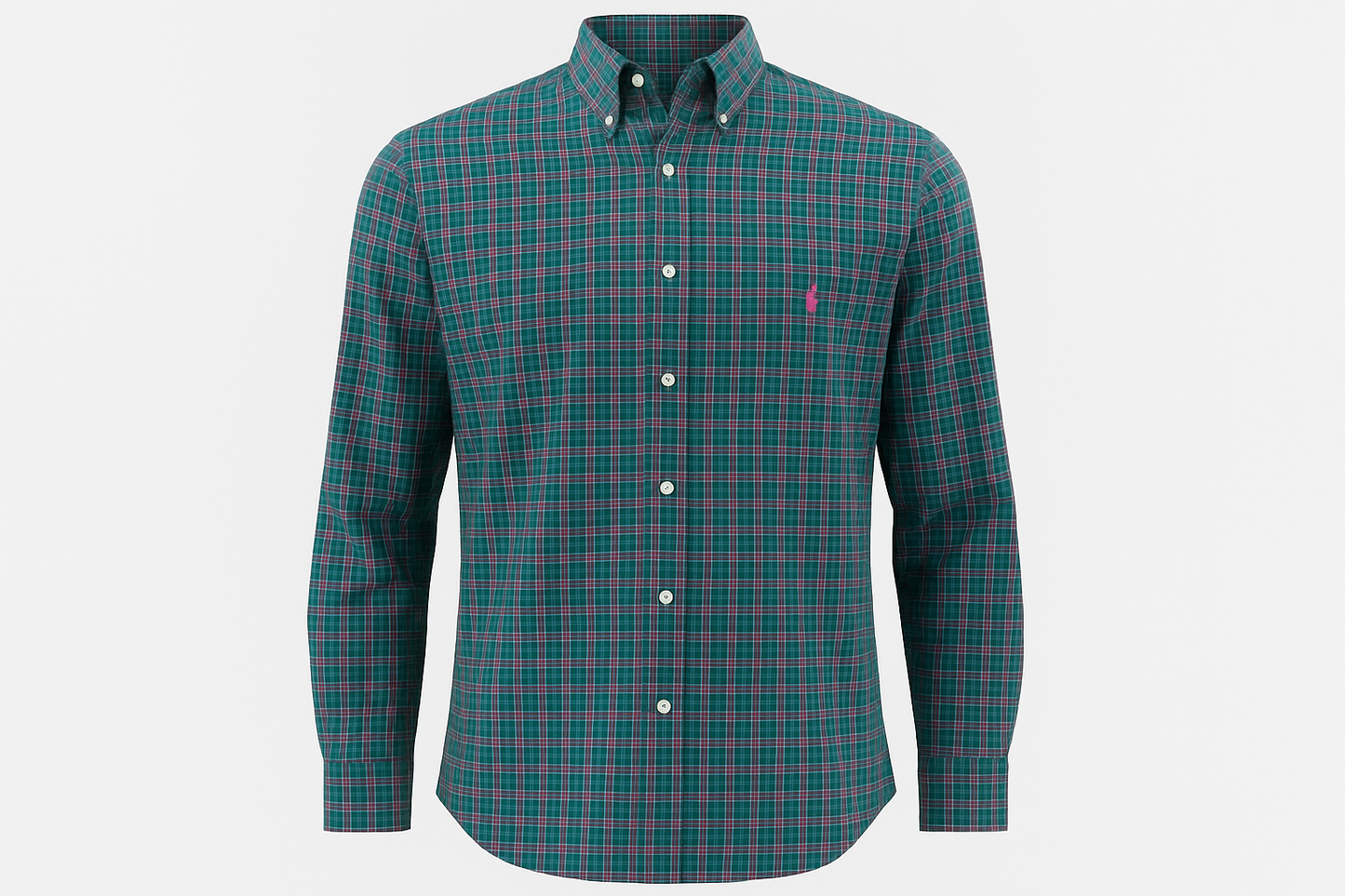 Camisa a cuadros verdes ghost mannequin