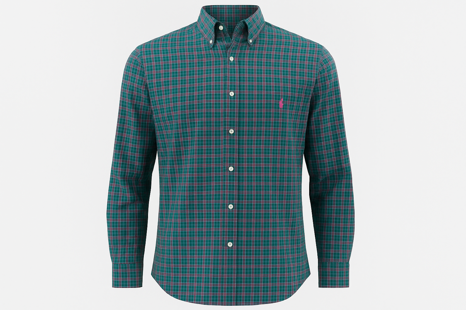 Camisa a cuadros verdes ghost mannequin