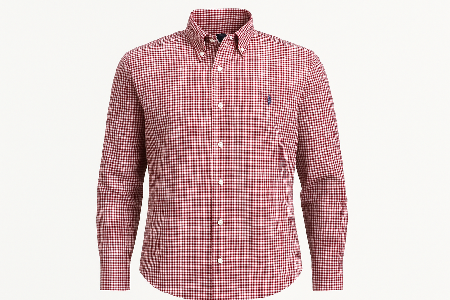 Camisa a cuadros vichy rojo y blanco con logo tipo ghost mannequin