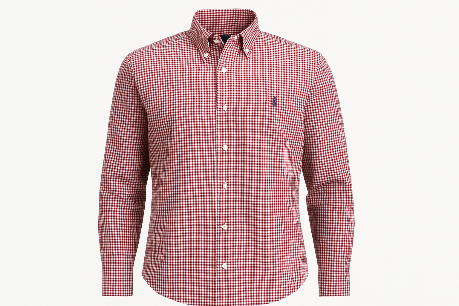 Camisa a cuadros vichy rojo y blanco con logo tipo ghost mannequin
