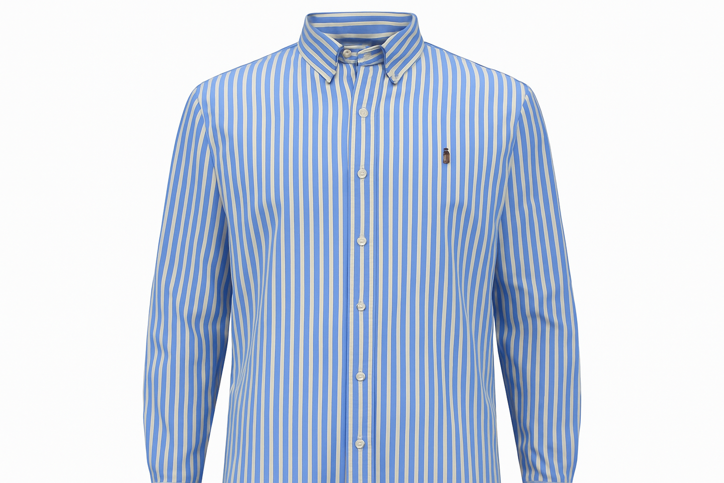 Camisa a rayas azules y blancas con logo del polo tipo ghost mannequin