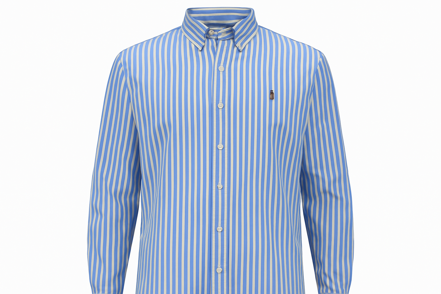 Camisa a rayas azules y blancas con logo del polo tipo ghost mannequin