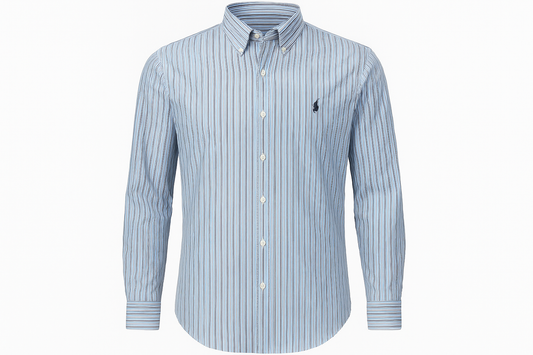 Camisa a rayas azules y blancas ghost mannequin