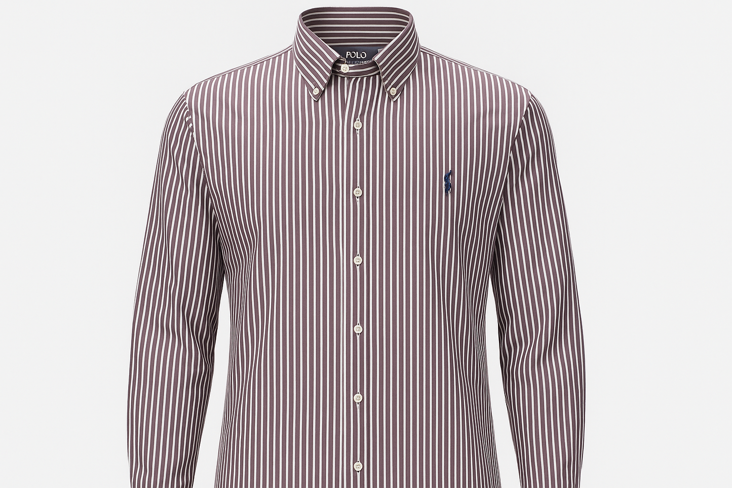 Camisa a rayas moradas y blancas ghost mannequin