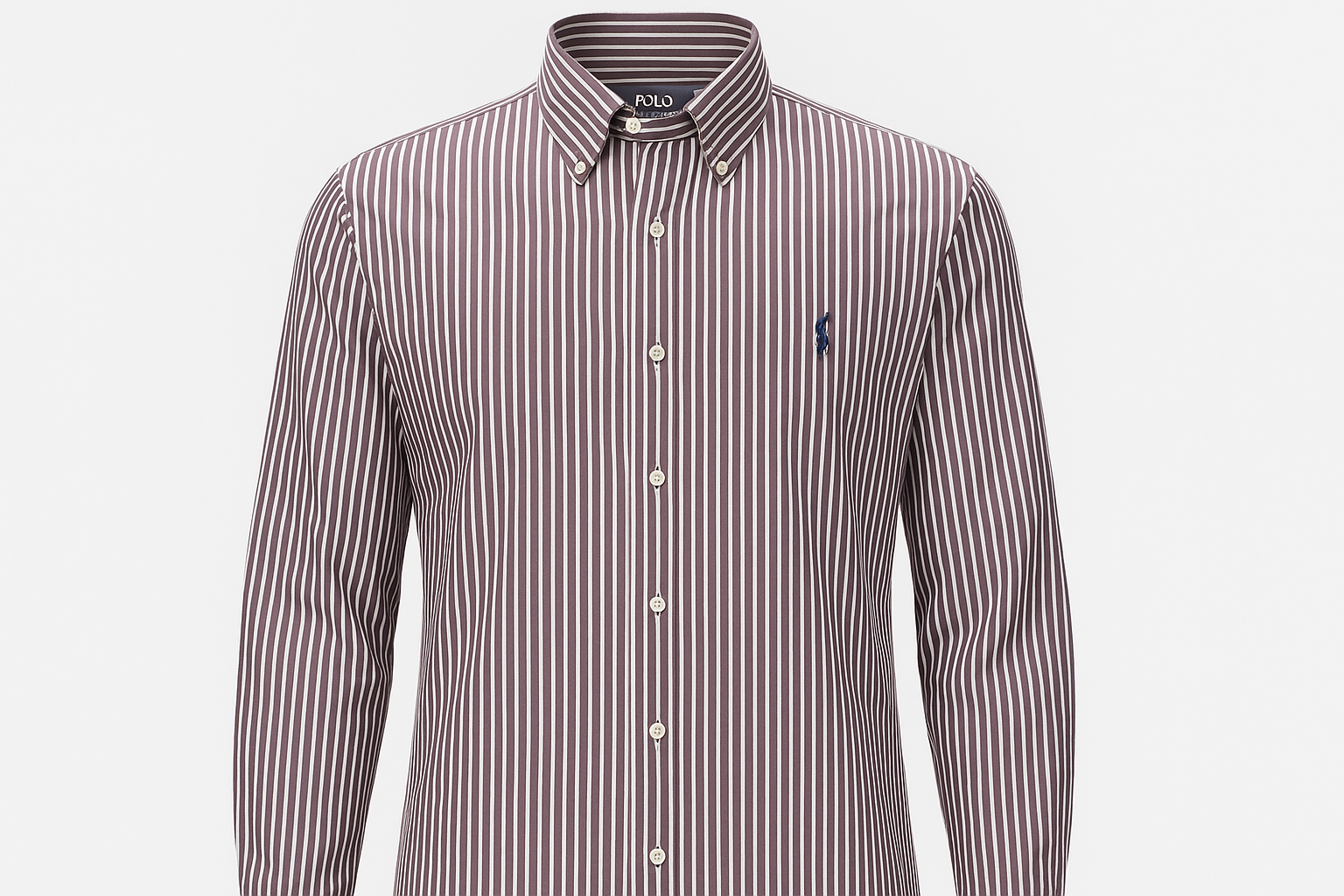 Camisa a rayas moradas y blancas ghost mannequin