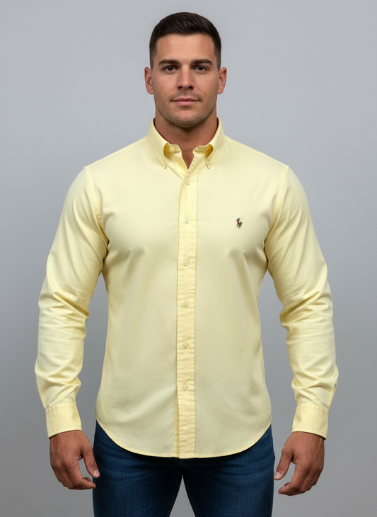 Camisa Amarilla Pálida con Modelo Atlético Talla XXL