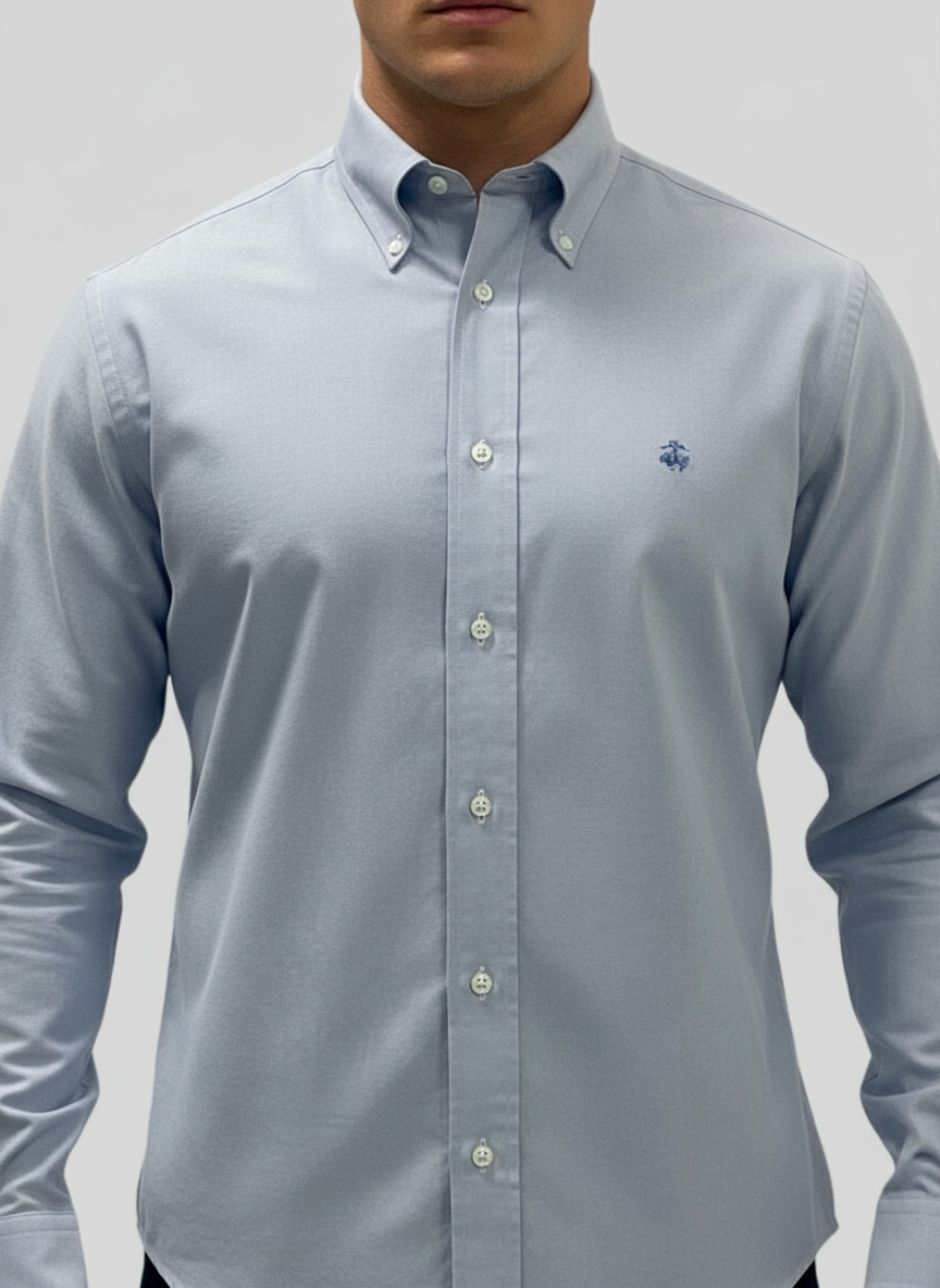 Camisa Azul Brooks Brothers con Modelo Atlético Talla L