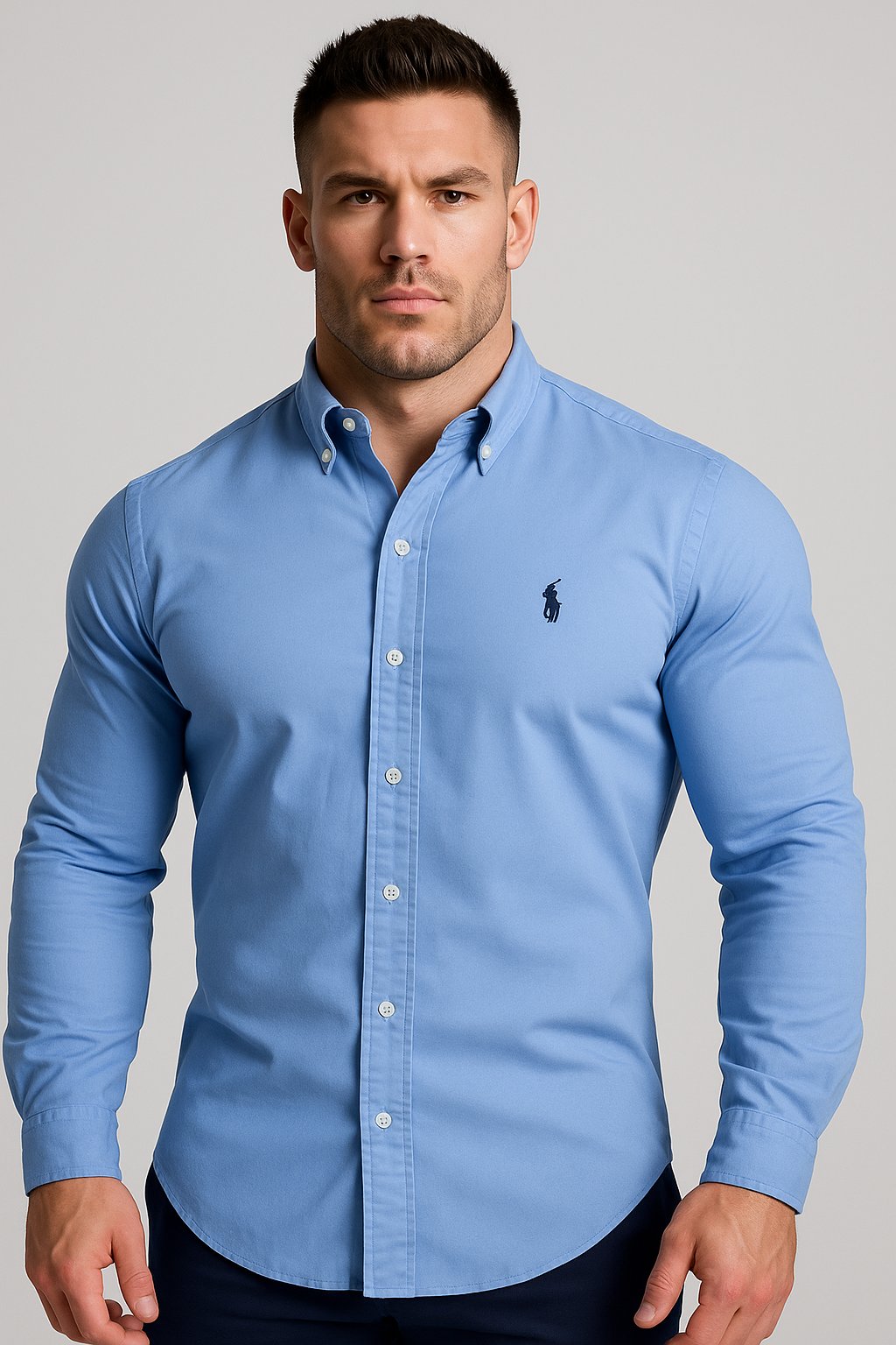 Camisa Azul Claro con Modelo Atlético Talla L