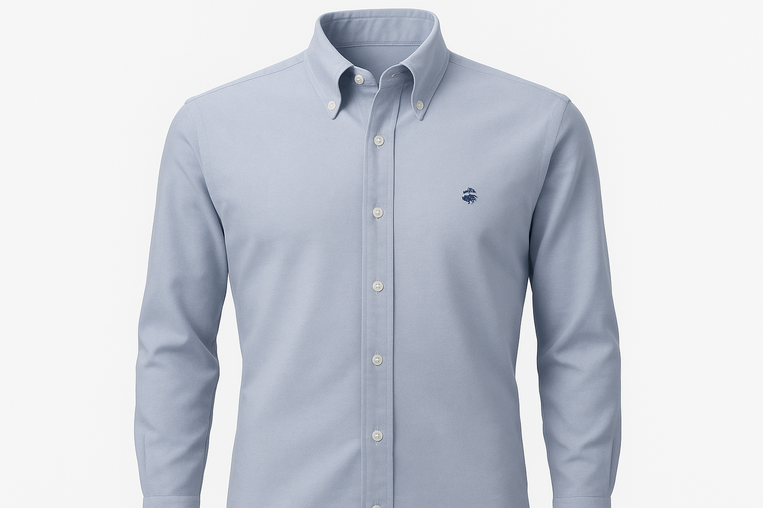 Camisa azul claro ghost mannequin con logo de oveja