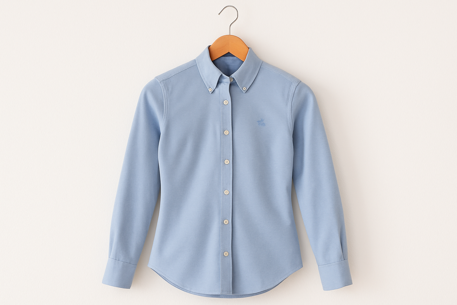 Camisa azul claro para mujer en gancho