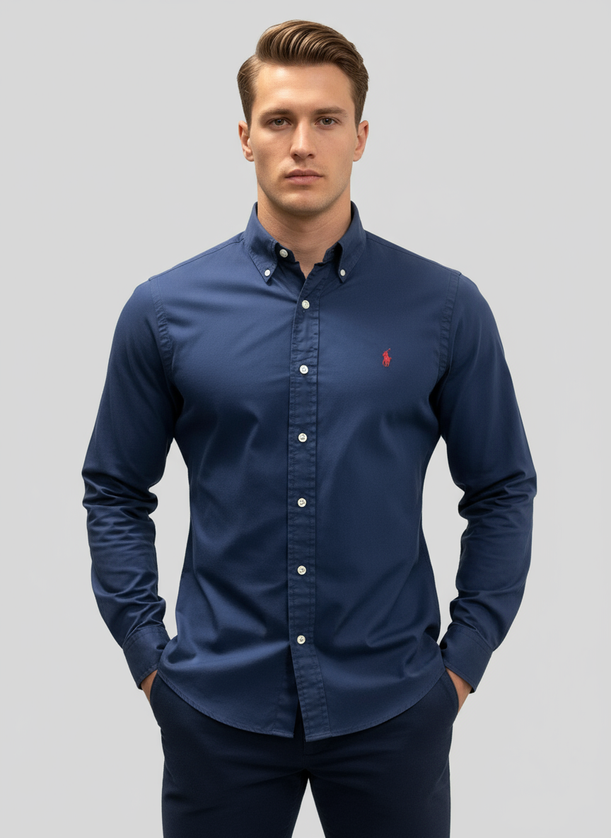 Camisa Azul Marino con Modelo Atlético Talla M